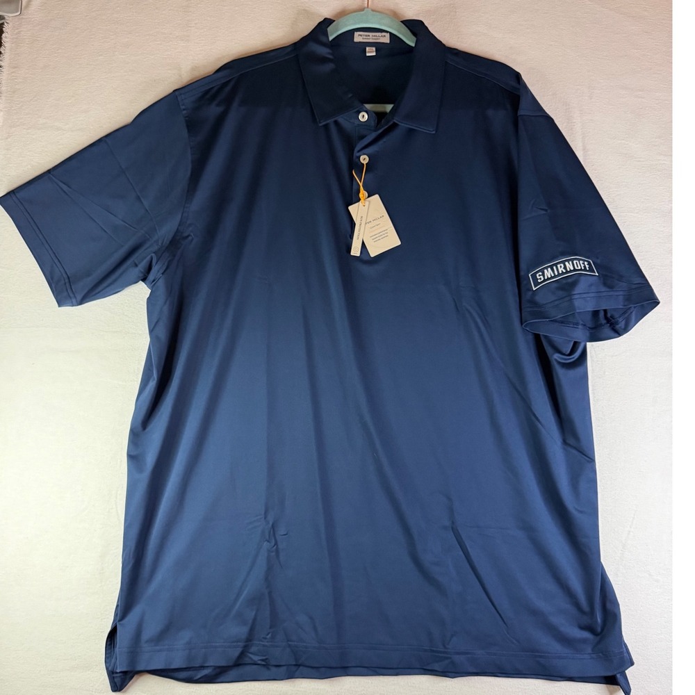 Peter Millar Summer Comfort Smirnoff Polo Shirt Navy Blue XXL ME0EK01S